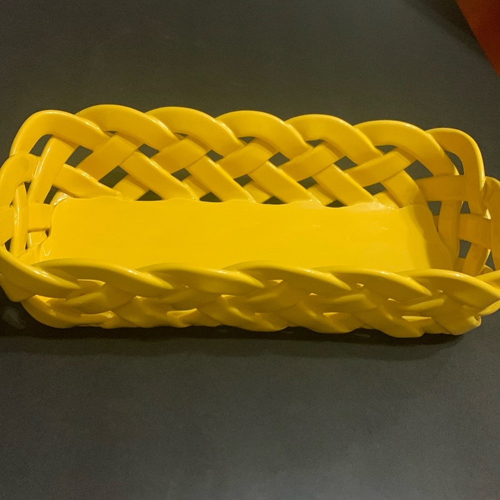 Primo’ gi Treccia Yelllow Ceramic weaved Basket from Italy